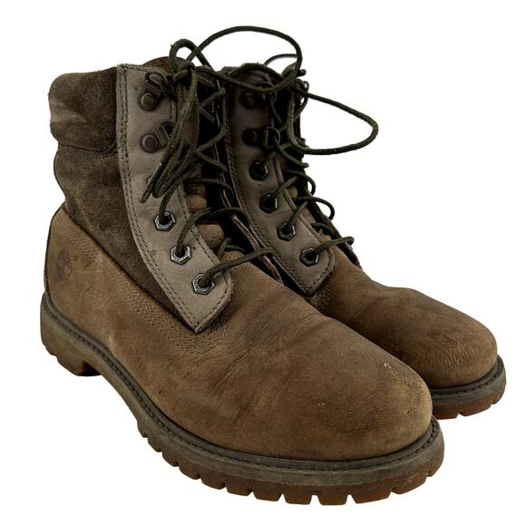 Timberland Combat Shoe 6" Boots Lace Up Nubuck Leather Waterproof Brown 8.5 - Picture 1 of 7